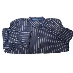 American Eagle Shirt Mens XXL Vintage Fit Striped Button Down Logo Y2K Preppy
